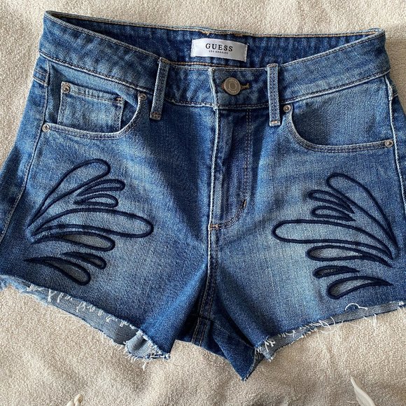 Guess Pants - *2/$10  Guess Raw-Distresssed Hem Shorts with Cut Out Pattern
